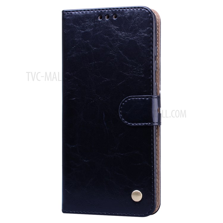 Oil Wax PU Leather Business Style Cell Phone Case for Samsung Galaxy S20 - Black-3