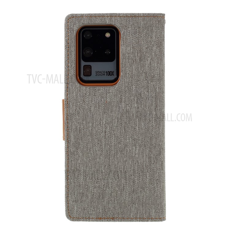 MERCURY GOOSPERY Canvas Diary Leather Wallet Case for Samsung Galaxy S20 Ultra - Grey-3