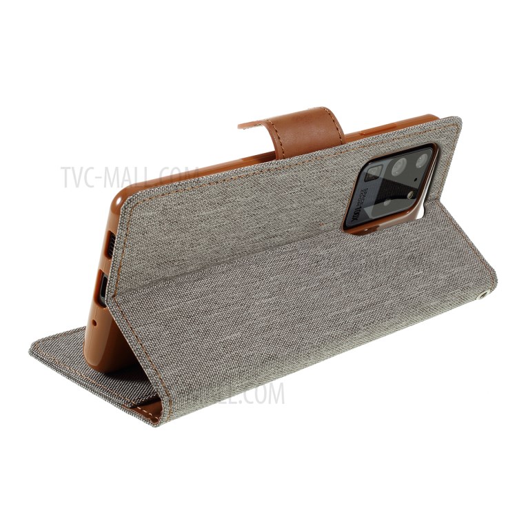 MERCURY GOOSPERY Canvas Diary Leather Wallet Case for Samsung Galaxy S20 Ultra - Grey-5