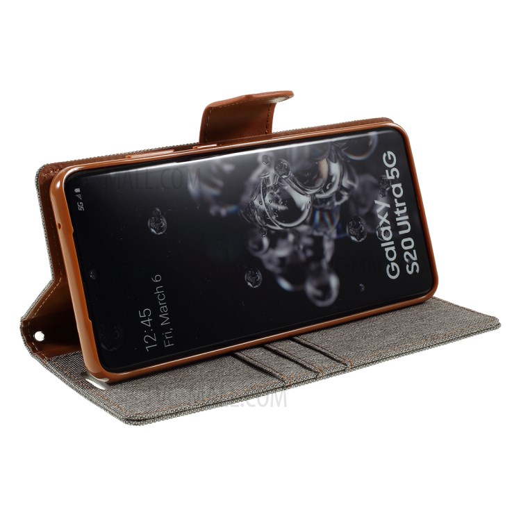 MERCURY GOOSPERY Canvas Diary Leather Wallet Case for Samsung Galaxy S20 Ultra - Grey-6