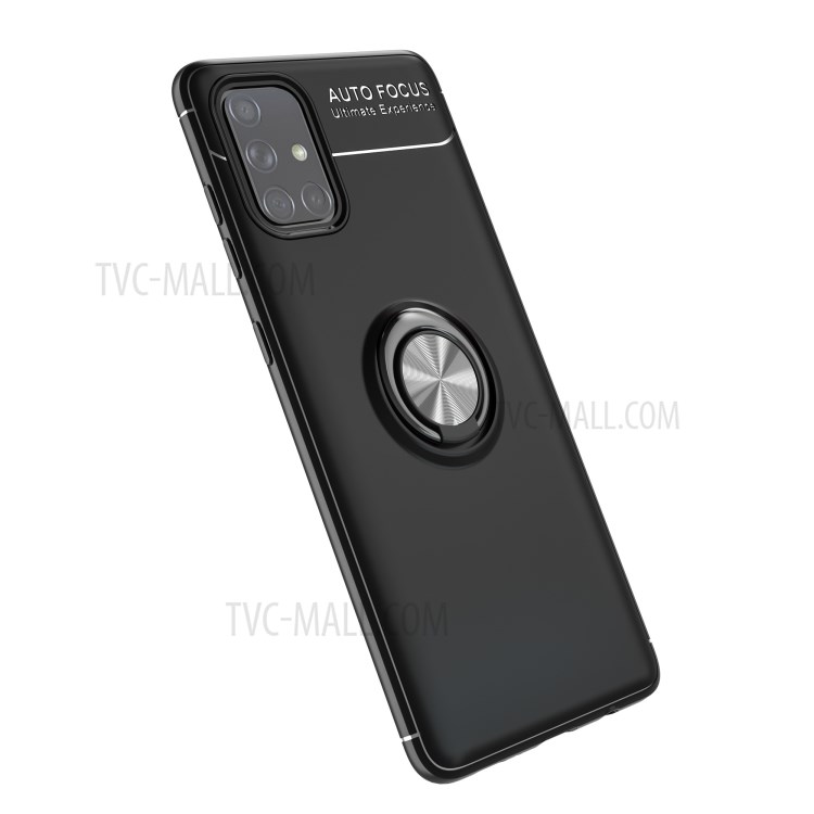 LENUO Металлическое Кольцо Подножка ТПУ Чехол Для Samsung Galaxy A51 Встроенным Магнитным Металлического Листа - Полностью Черный-3
