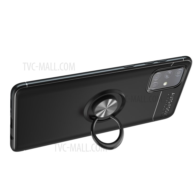 LENUO Металлическое Кольцо Подножка ТПУ Чехол Для Samsung Galaxy A51 Встроенным Магнитным Металлического Листа - Полностью Черный-4