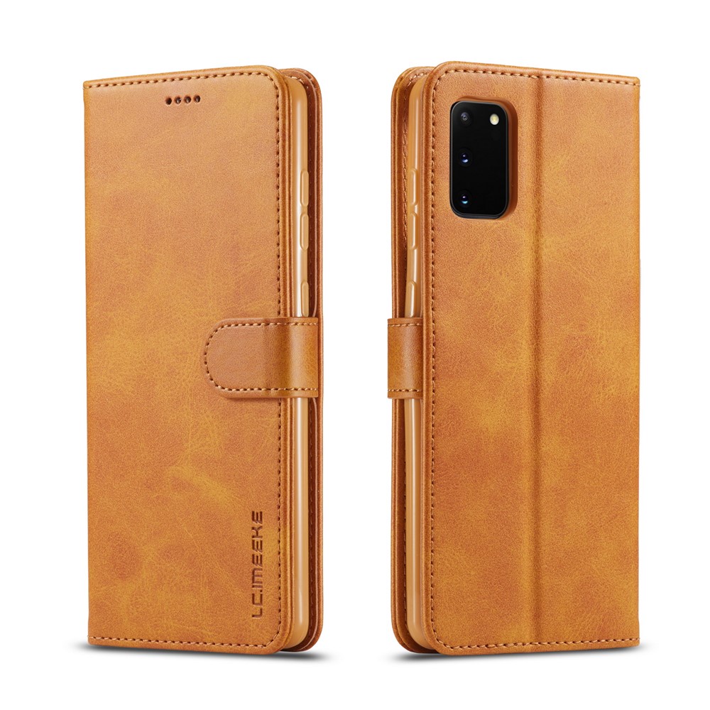LC.IMEEKE Leather Wallet Case for Samsung Galaxy A91/S10 Lite - Brown-1
