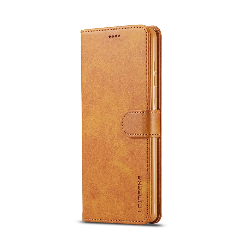 LC.IMEEKE Leather Wallet Case for Samsung Galaxy A91/S10 Lite - Brown-2