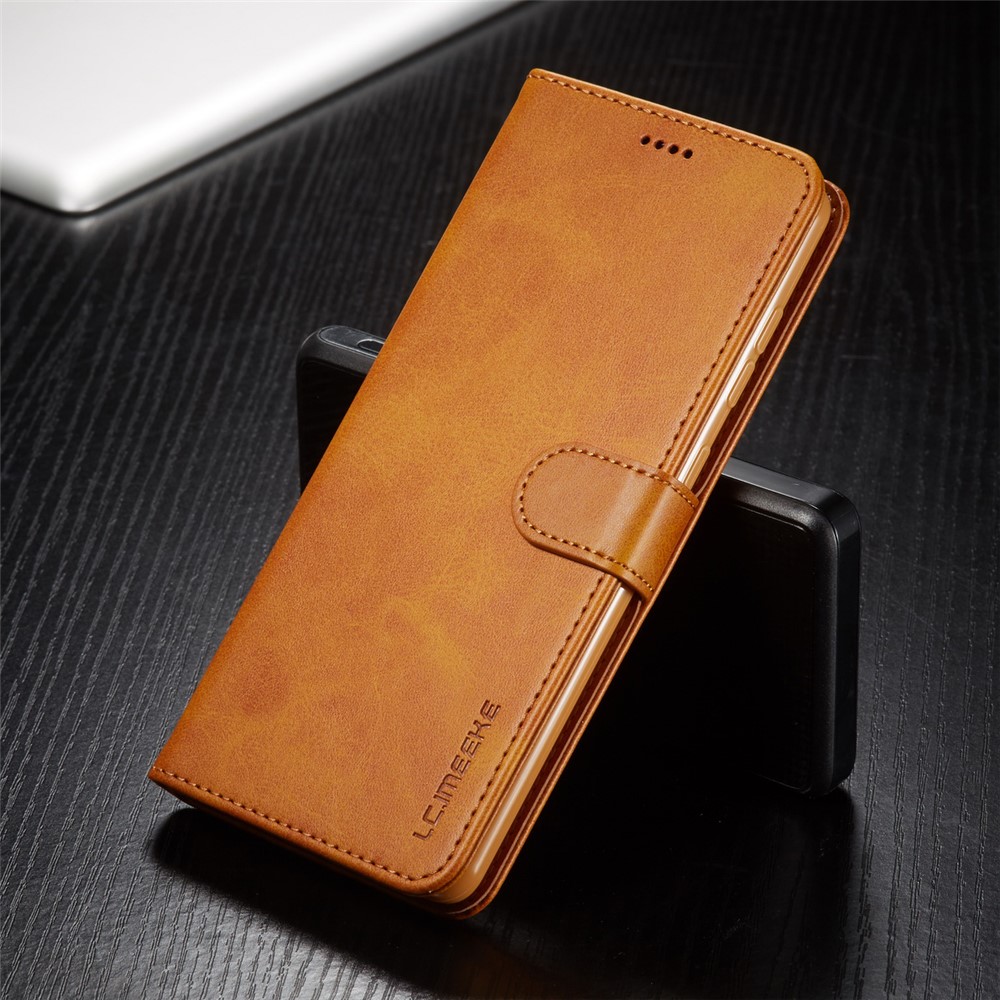 LC.IMEEKE Leather Wallet Case for Samsung Galaxy A91/S10 Lite - Brown-4