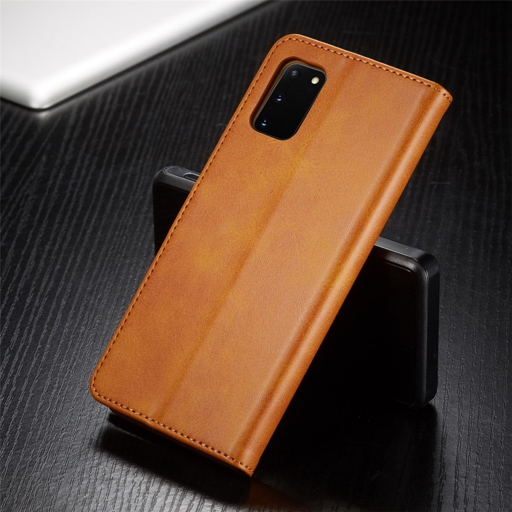 LC.IMEEKE Leather Wallet Case for Samsung Galaxy A91/S10 Lite - Brown-5