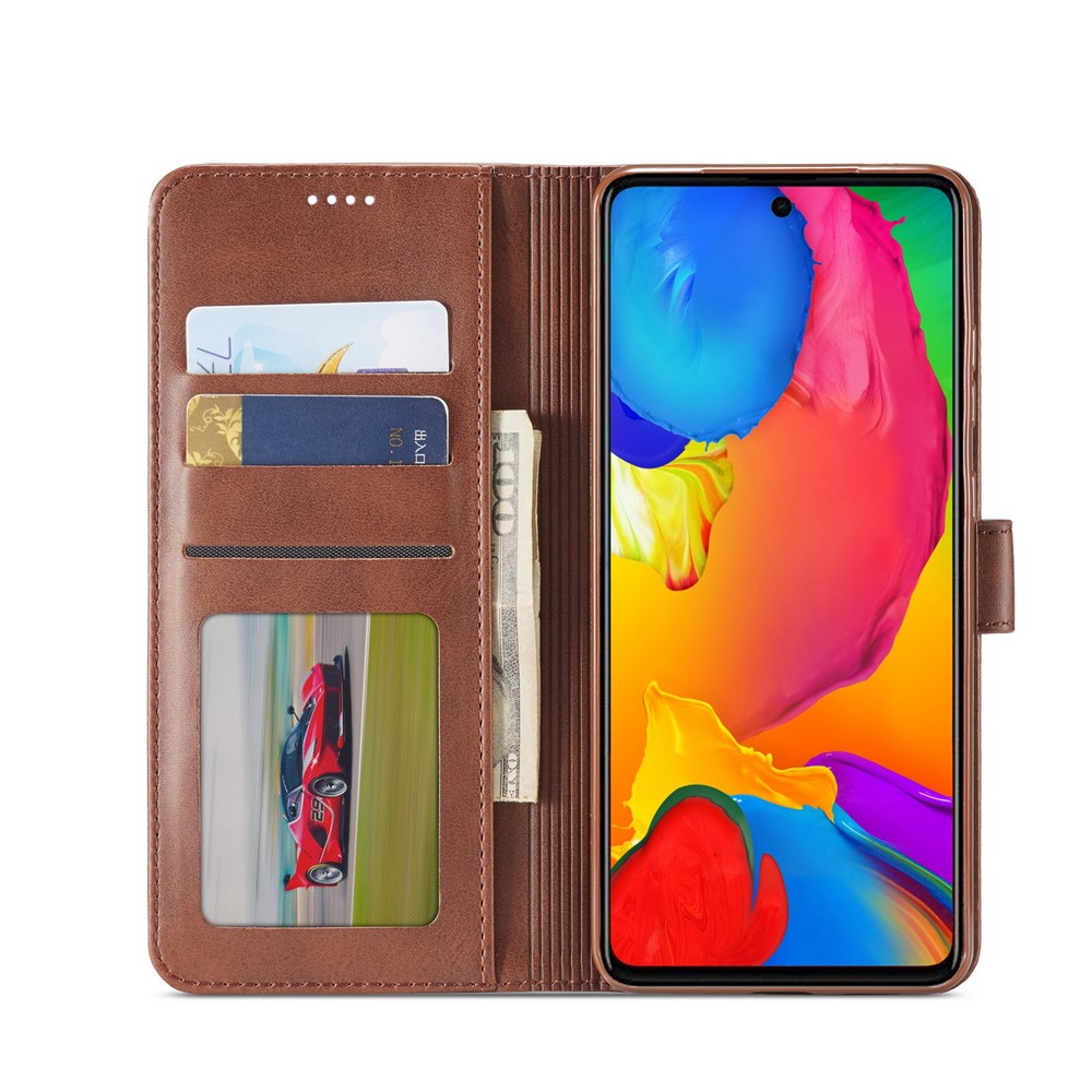 Lc. Étui de Support de Portefeuille en Cuir Imeeke Pour Samsung Galaxy A81 / Note 10 Lite - Café