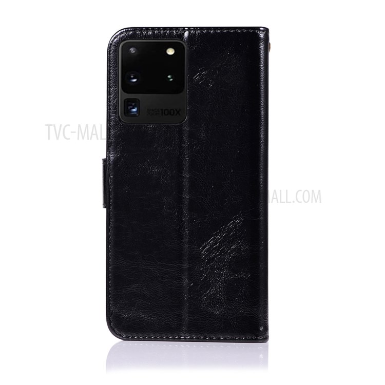 Premium Vintage Leather Wallet Case for Samsung Galaxy S20 Ultra - Black-8