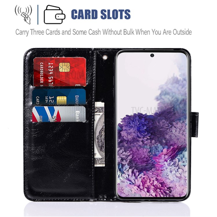 Premium Vintage Leather Wallet Phone Case for Samsung Galaxy S20 - Black-2