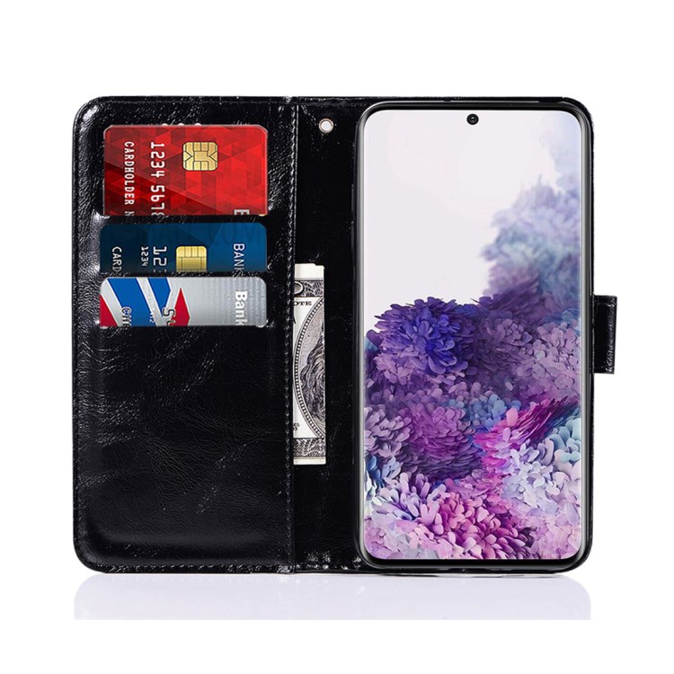 Premium Vintage Leather Wallet Phone Case for Samsung Galaxy S20 - Black-3