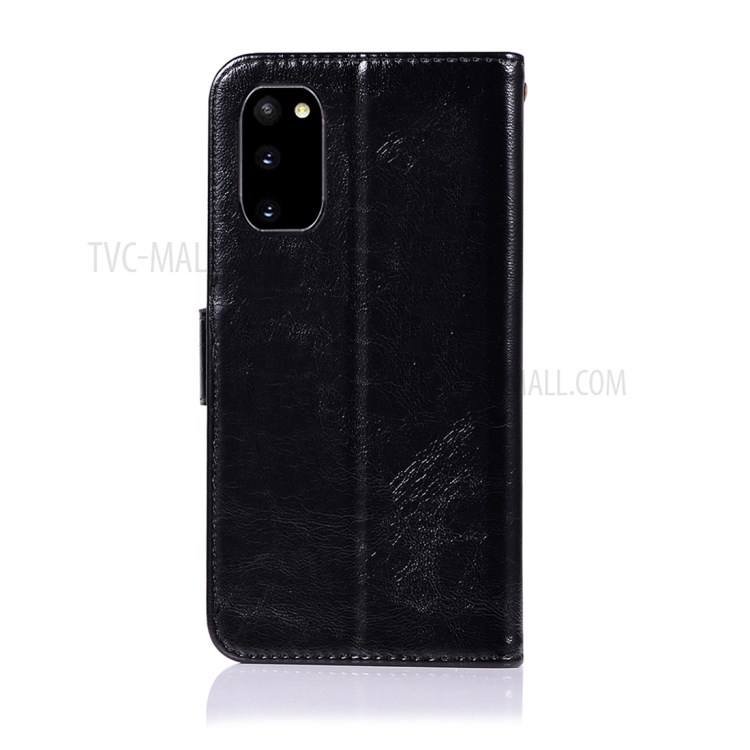 Premium Vintage Leather Wallet Phone Case for Samsung Galaxy S20 - Black-5