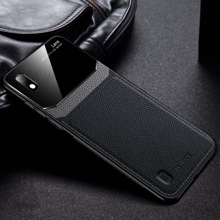 Protection PU Leather + TPU + Acrylic Hybrid Phone Cover for Samsung Galaxy A10 - Black-1