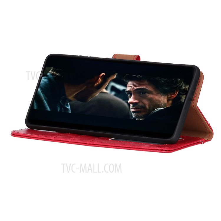 Caja De Cuero De Caballo Loco Dividida Para Samsung Galaxy Xcover Pro - Rojo-6