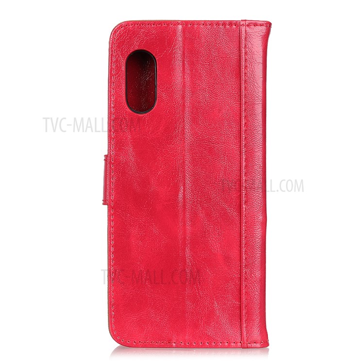 Caja De Cuero De Caballo Loco Dividida Para Samsung Galaxy Xcover Pro - Rojo-7