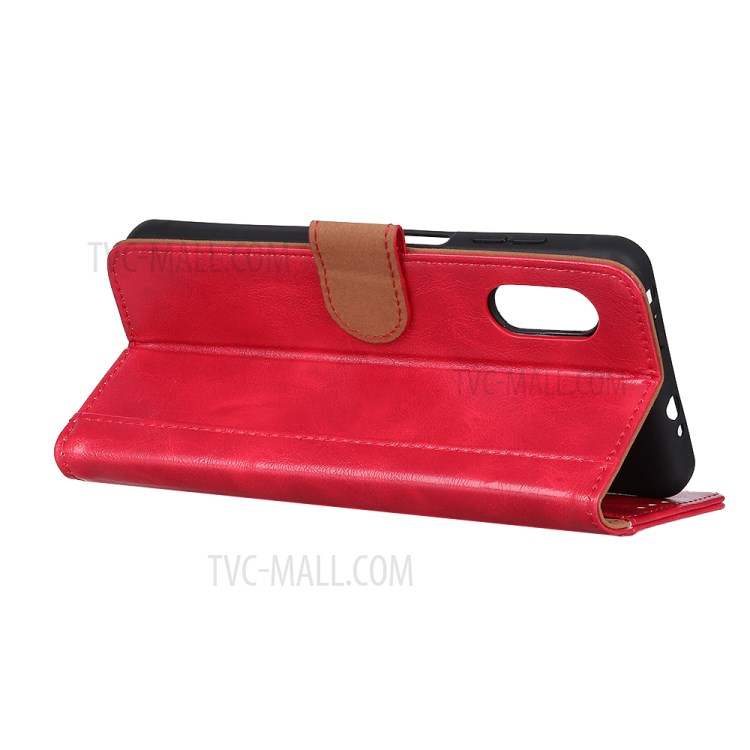 Caja De Cuero De Caballo Loco Dividida Para Samsung Galaxy Xcover Pro - Rojo-8