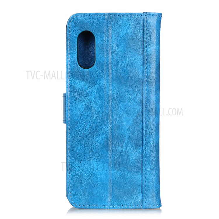 Caja De Cuero De Caballo Loco Dividida Para Samsung Galaxy Xcover Pro - Azul-7