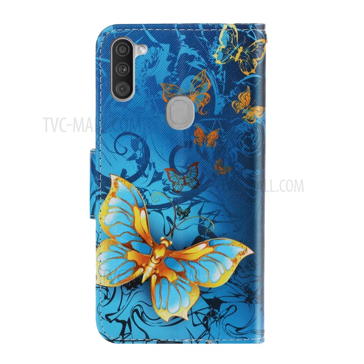 Pattern Printing Magnetic Leather Wallet Case for Samsung Galaxy A11 - Butterflies-3