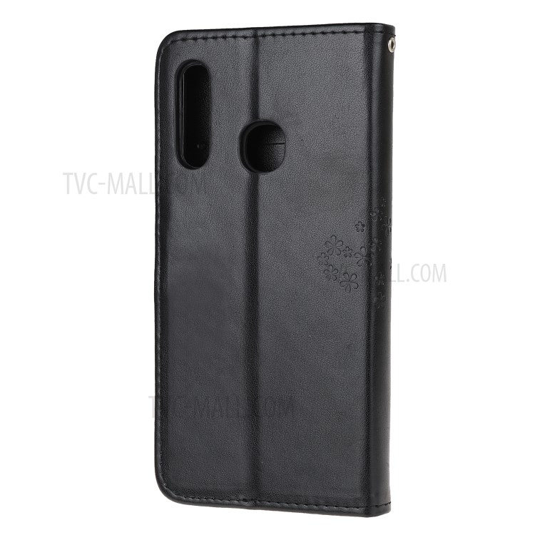 Imprint Tree Owl PU Leather Wallet Case for Samsung Galaxy A70e - Black-7