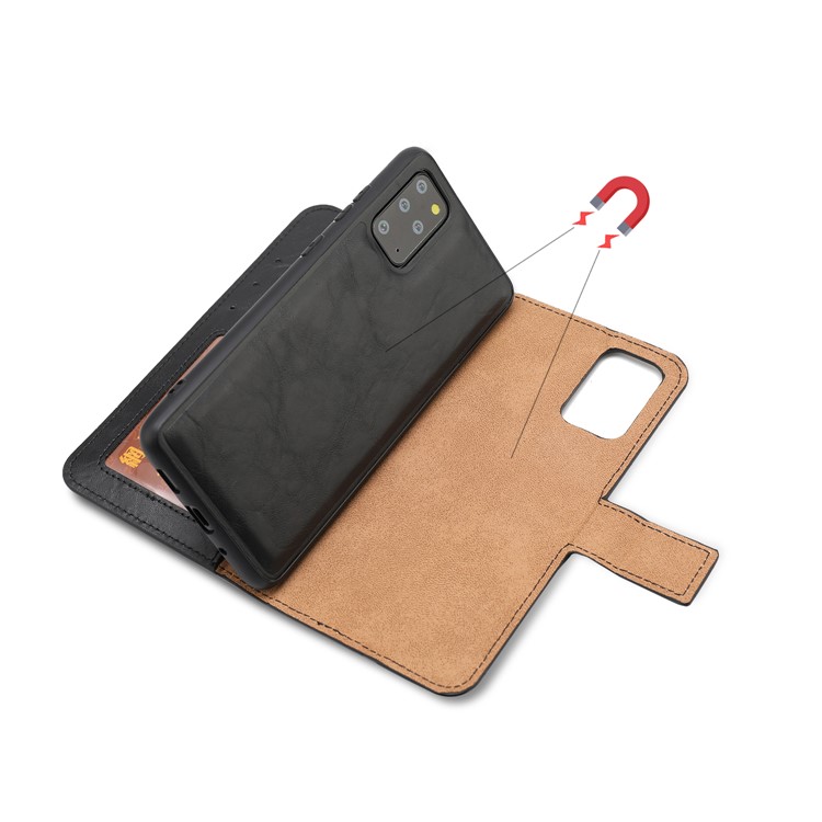 Crazy Horse Skin Unique Leather Wallet Case for Samsung Galaxy S20 Plus/S20 Plus 5G - Black-5