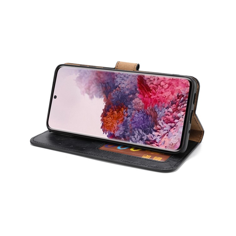 Custodia Con Portafoglio In Pelle Unica Pelle Crazy Horse Per Samsung Galaxy S20 Plus / S20 Plus 5G - Nero