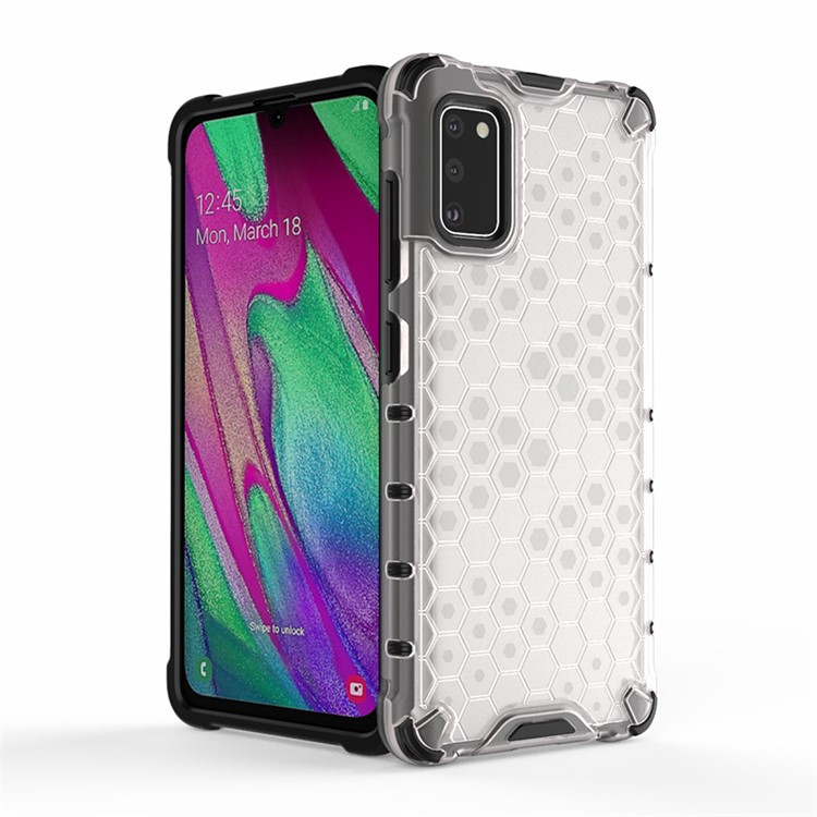 Honeycomb Pattern Shock-proof TPU + PC Hybrid Back Case for Samsung Galaxy A41 (Global Version) - White-2