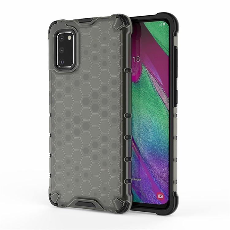 Honeycomb Pattern Shock-proof TPU + PC Hybrid Back Case for Samsung Galaxy A41 (Global Version) - Black-1