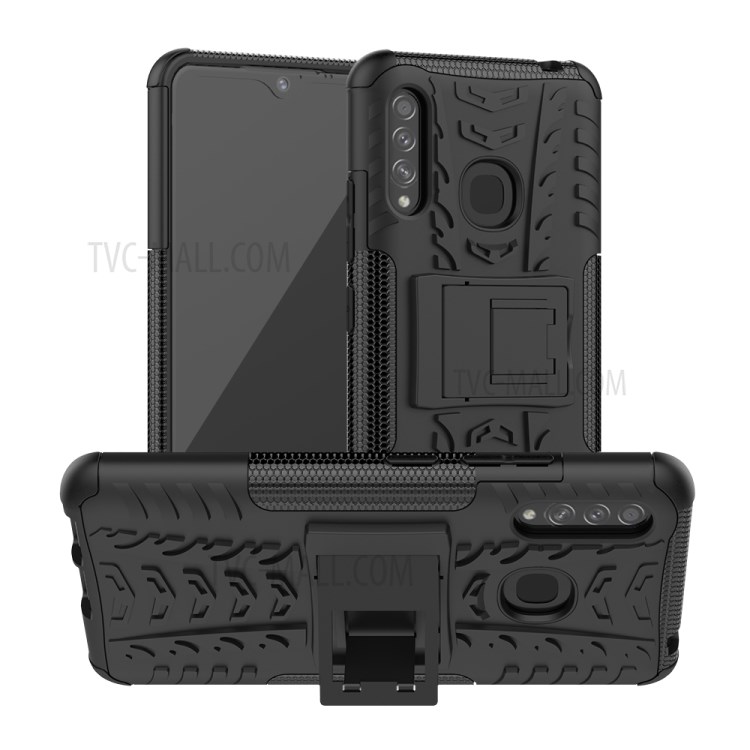 Anti-slip PC + TPU Hybrid Case with Kickstand for Samsung Galaxy A70e - Black-1