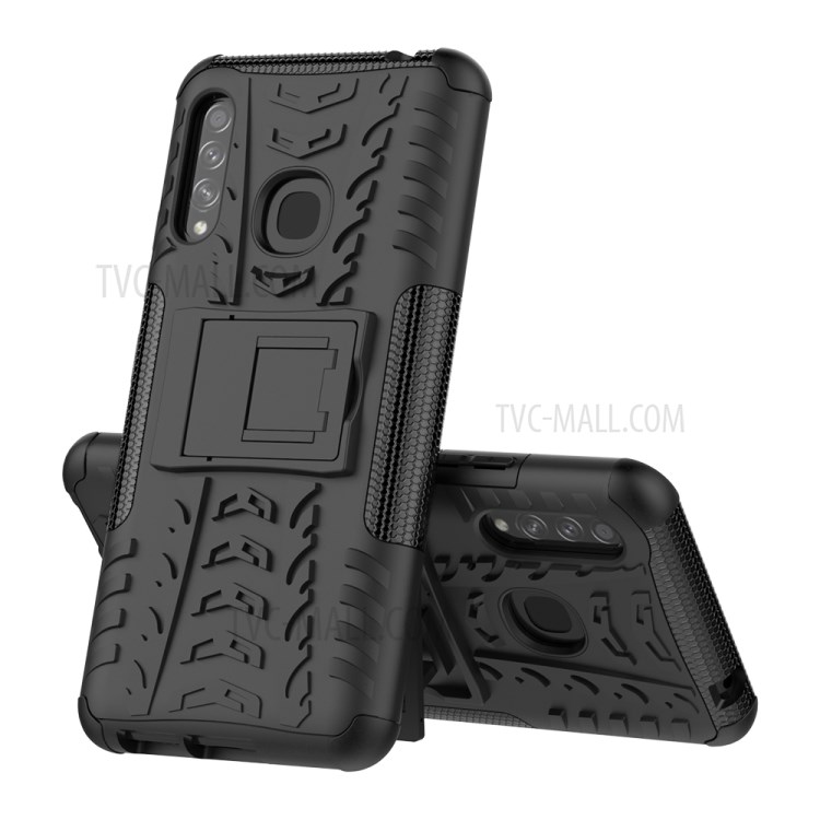 Anti-slip PC + TPU Hybrid Case with Kickstand for Samsung Galaxy A70e - Black-2