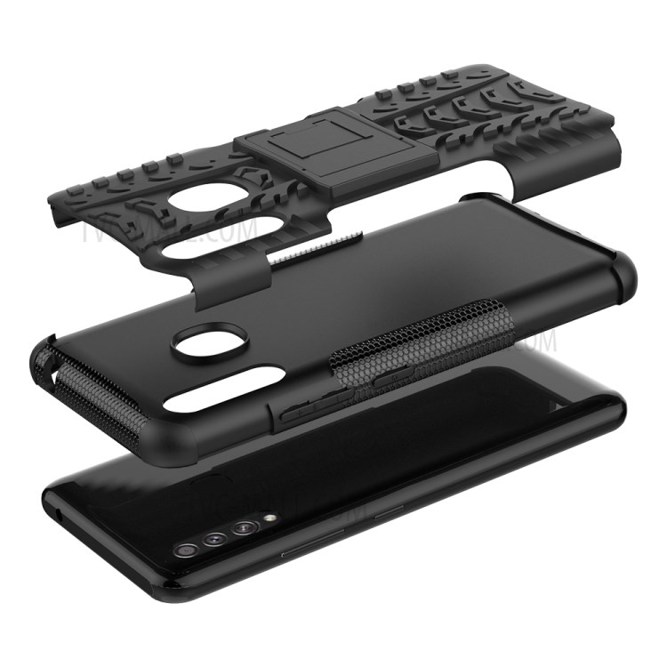 Anti-slip PC + TPU Hybrid Case with Kickstand for Samsung Galaxy A70e - Black-8