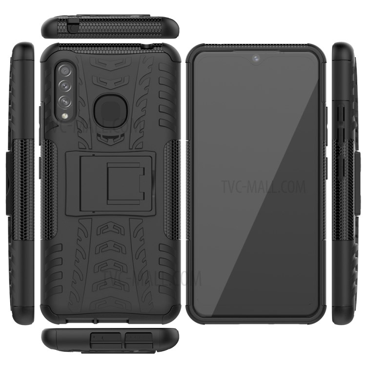 Anti-slip PC + TPU Hybrid Case with Kickstand for Samsung Galaxy A70e - Black-9