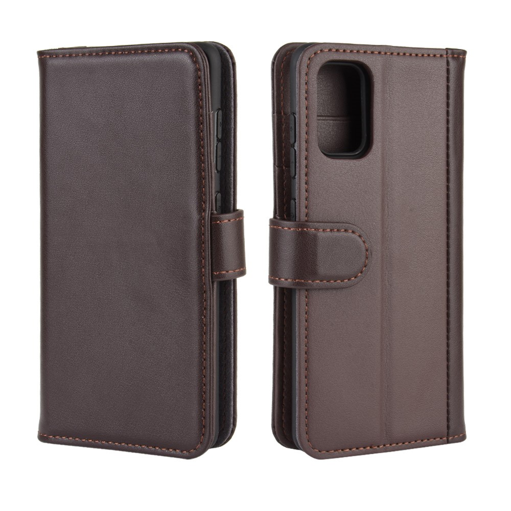 Split Leather Wallet Cover for Samsung Galaxy A41 (Global Version) - Coffee-2