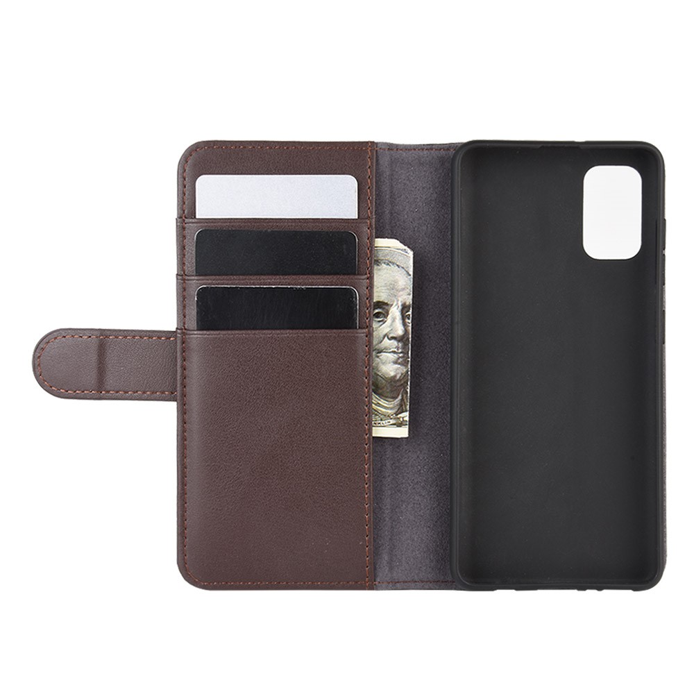 Split Leather Wallet Cover for Samsung Galaxy A41 (Global Version) - Coffee-5