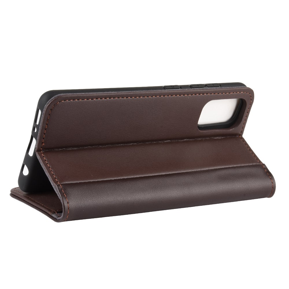 Split Leather Wallet Cover for Samsung Galaxy A41 (Global Version) - Coffee-7