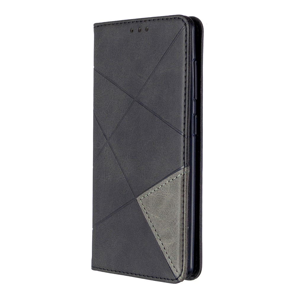 Geometric Leather Phone Case Card Holder Shell for Samsung Galaxy A41 (Global Version) - Black-2