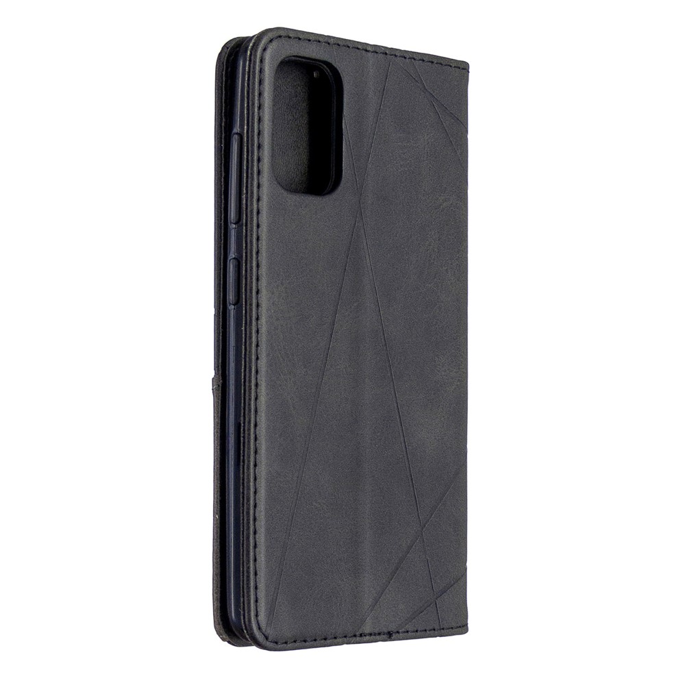 Geometric Leather Phone Case Card Holder Shell for Samsung Galaxy A41 (Global Version) - Black-3