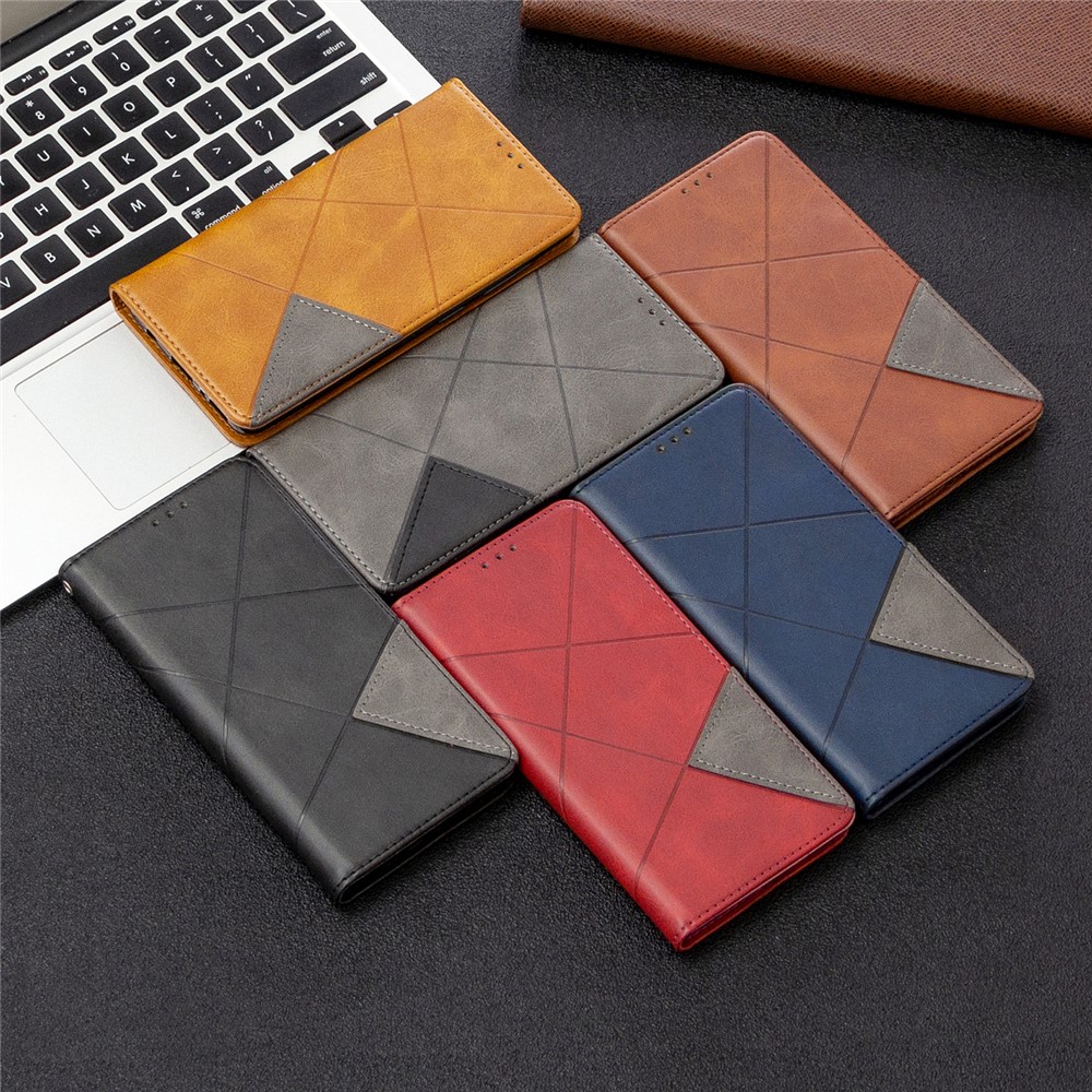 Geometric Leather Phone Case Card Holder Shell for Samsung Galaxy A41 (Global Version) - Black-9