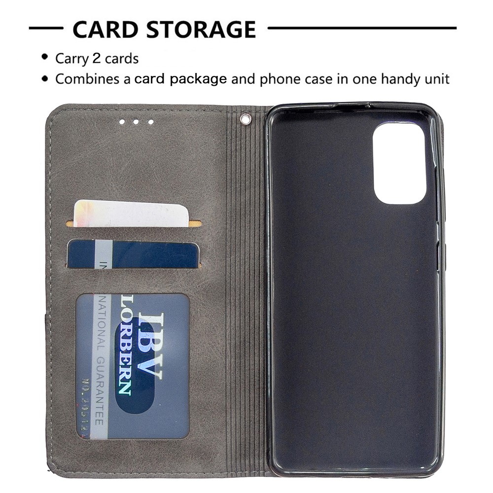 Geometric Leather Phone Case Card Holder Shell for Samsung Galaxy A41 (Global Version) - Grey-7
