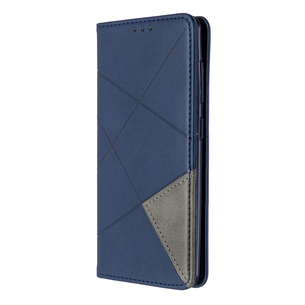 Geometric Leather Phone Case Card Holder Shell for Samsung Galaxy A41 (Global Version) - Blue-2