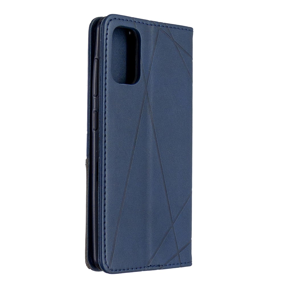 Geometric Leather Phone Case Card Holder Shell for Samsung Galaxy A41 (Global Version) - Blue-3