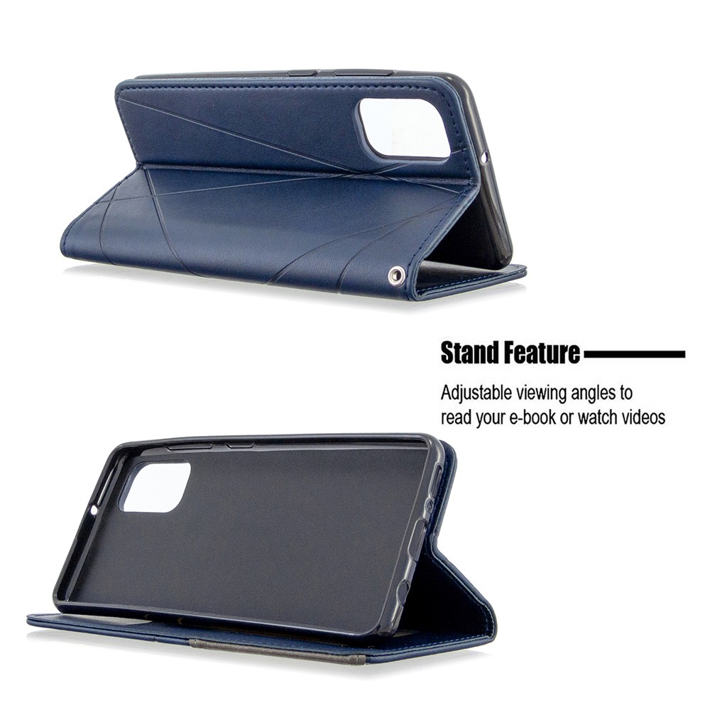 Geometric Leather Phone Case Card Holder Shell for Samsung Galaxy A41 (Global Version) - Blue-6
