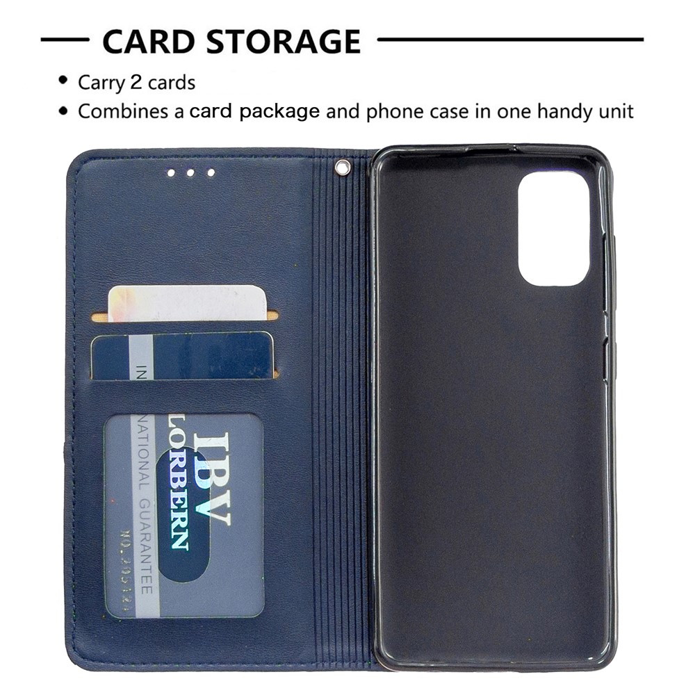 Geometric Leather Phone Case Card Holder Shell for Samsung Galaxy A41 (Global Version) - Blue-7
