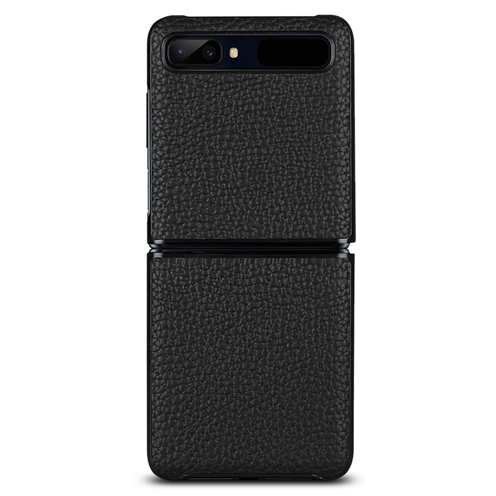 Litchi Texture Genuine Leather + TPU Phone Casing for Samsung Galaxy Z Flip - Black-3