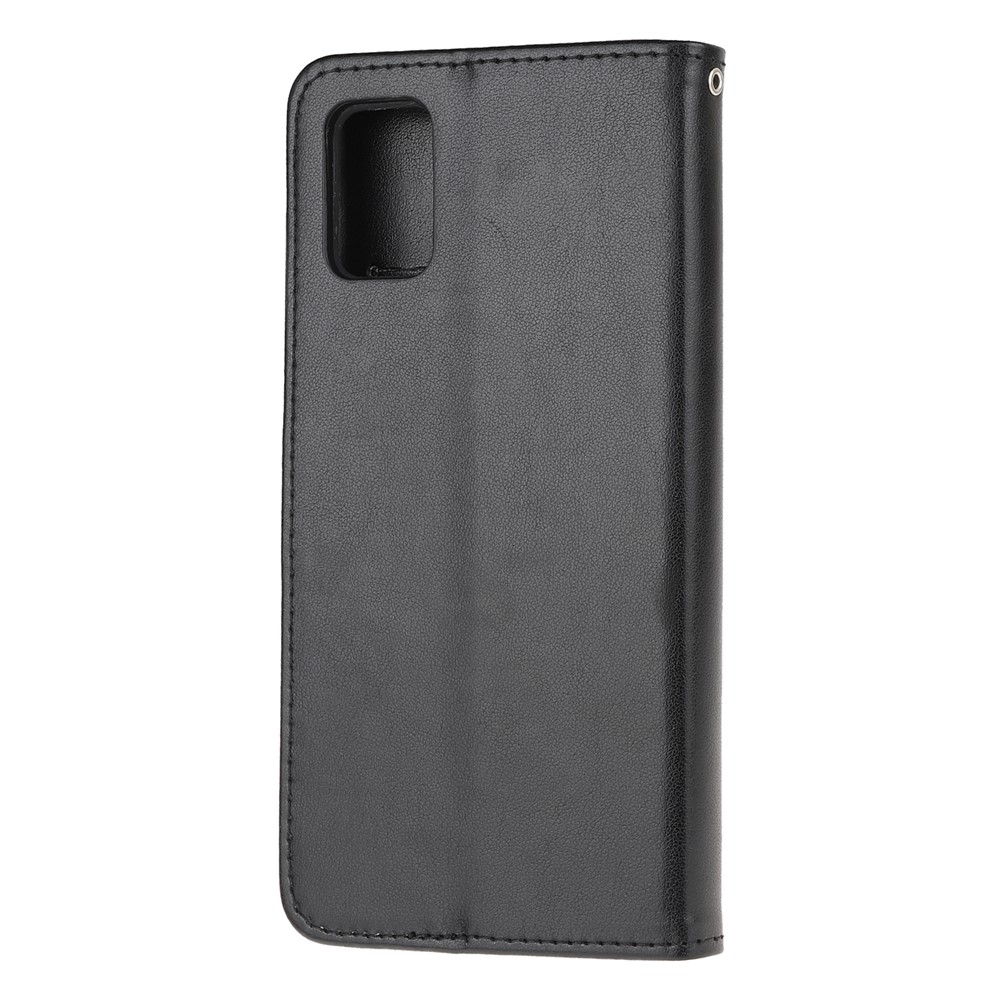 Impressão da Capa Celular da Carteira de Flores da Borboleta Para a Samsung Galaxy A41 (versão Global) - Preto