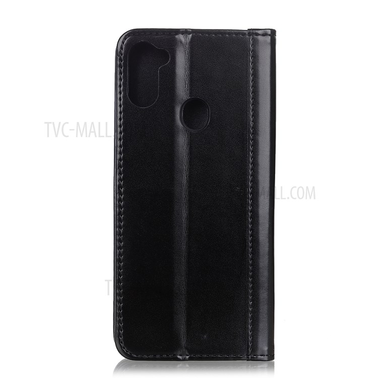 Auto-absorbed Split Leather Wallet Case with Stand Shell for Samsung Galaxy M11 - Black-2