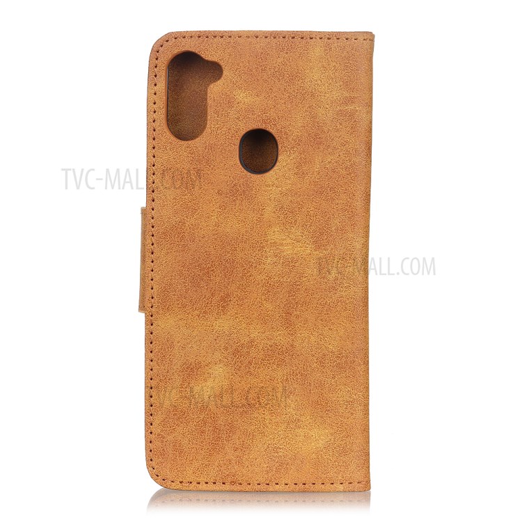 Retro Split Leather Wallet Phone Shell for Samsung Galaxy M11 - Brown-2