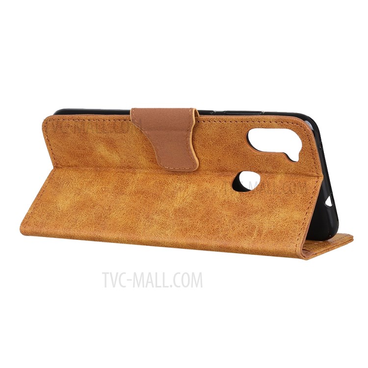 Retro Split Leather Wallet Phone Shell for Samsung Galaxy M11 - Brown-3