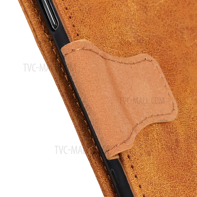 Retro Split Leather Wallet Phone Shell for Samsung Galaxy M11 - Brown-9