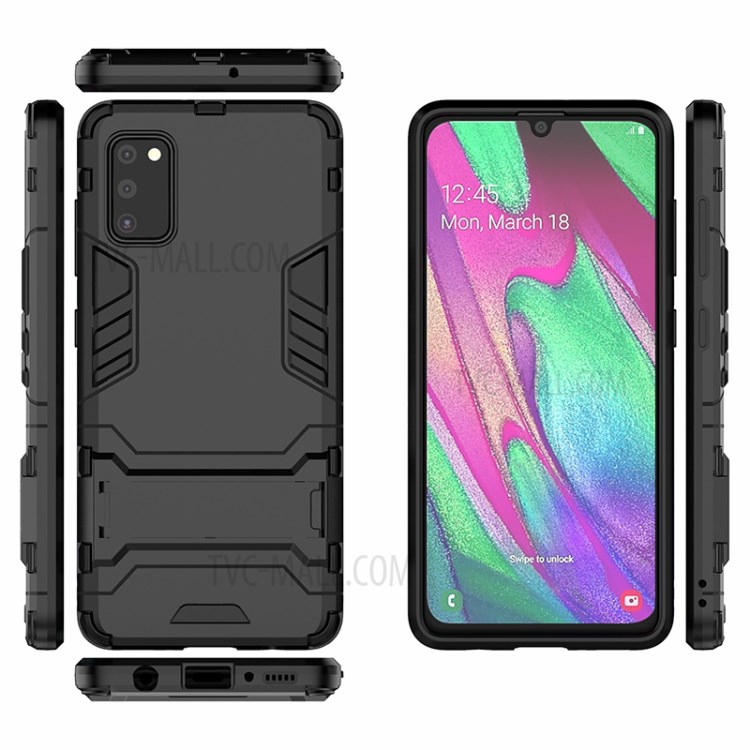 2 En 1 Hybride PC + Étui TPU Béquille Mobile Pour Samsung Galaxy A41 (version Internationale) - Noir-3