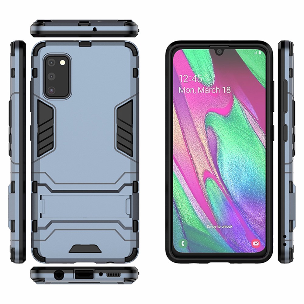 2 в 1 Гибридном пк + TPU Kickstand Mobile Case Для Samsung Galaxy A41 (глобальная Версия) - Синий-3