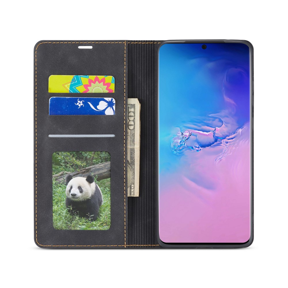 FORWENW Fantasy Series Silky Touch Leather Wallet Stand Case for Samsung Galaxy A91/S10 Lite - Black-2